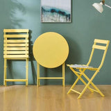 ZUN 3 Piece Patio Bistro Set of Foldable Round Table and Chairs, Yellow W1586P143143