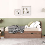 ZUN Modern Design Twin Size Platform Bed Frame with 2 Drawers for Walnut Color W697121845