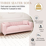 ZUN Charming Addition: 83" Pink Velvet Triple Sofa Set with 2 Complimentary Pillows – Ideal for Any W1278131612