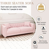 ZUN Charming Addition: 83" Pink Velvet Triple Sofa Set with 2 Complimentary Pillows – Ideal for Any W1278131612