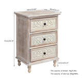 ZUN FCH 3 Drawer Iron Sheet Carving Nightstand for Bedroom, Wide Storage Cabinet for Living Room Home 04348125