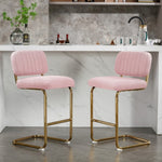 ZUN Mid-Century Modern Counter Height Bar Stools for Kitchen Set of 2, Armless Bar Chairs with Gold W1170104356