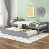 ZUN Twin Size Platform Bed with Twin Size Trundle, Gray WF313279AAE