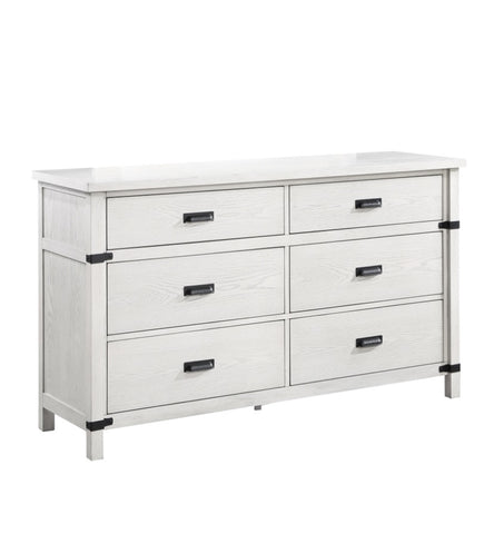 ZUN Loretta Modern Style 6- Drawer Dresser Made with Wood in Antique White B009P155304