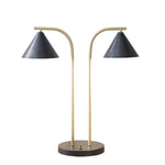 ZUN 2-Light Metal Table Lamp with Chimney Shades B03596584