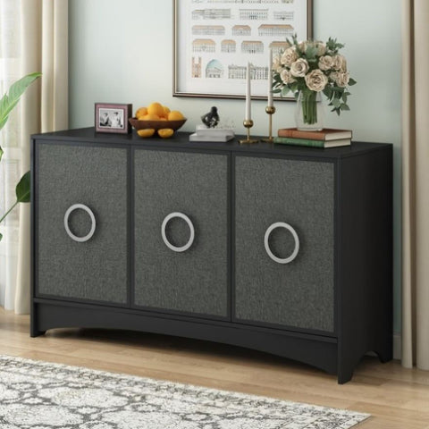 ZUN U_Style Curved Design Storage Cabinet with Three Doors and Adjustable shelves, Suitable for WF311945AAB