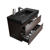 ZUN Alice-36W-105,Wall mount cabinet WITHOUT basin,Walnut color,With two drawers W1865107125