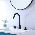 ZUN Matte Black Widespread Bathroom Vanity Sink Faucet HS0897