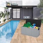 ZUN 75gal 260L Outdoor Garden Plastic Storage Deck Box Chest Tools Cushions Toys Lockable Seat 26633405