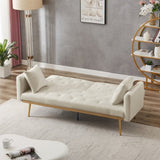 ZUN Convertible Futon Sofa Bed, Modern Reclining Futon Loveseat Couch with 2 Pillowa Sleeper Sofa for W2272143057