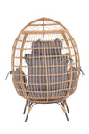 ZUN Wicker Egg Chair, Oversized Indoor Outdoor Lounger for Patio, Backyard, Living Room w/ 5 Cushions, W87469066