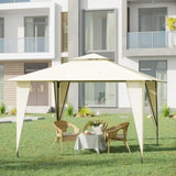 ZUN 11' x 11' Outdoor Canopy Tent Party Gazebo with Double-Tier Roof, Steel Frame, Included Ground W2225142538