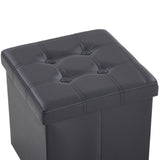 ZUN FCH 38*38*38cm Pull Point PVC MDF Foldable Storage Footstool Black 28492687