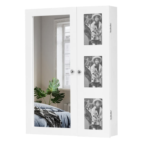 ZUN Non Full Mirror Wooden Wall Mounted Mirror Cabinet With Photo Frame, Multi-Layer And Jewelry 62762262