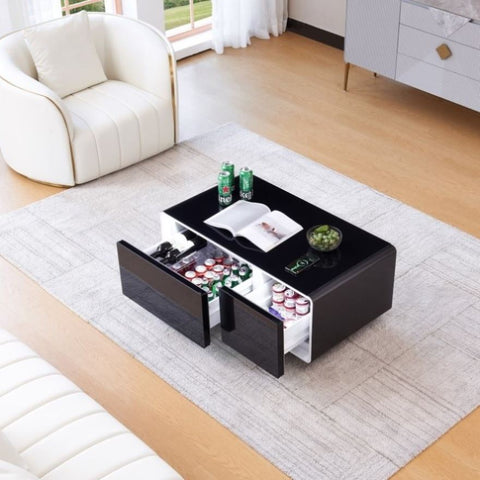 ZUN Smart Table Fridge, Multifunctional Coffee Table with Cooler and Frozen W1241122697