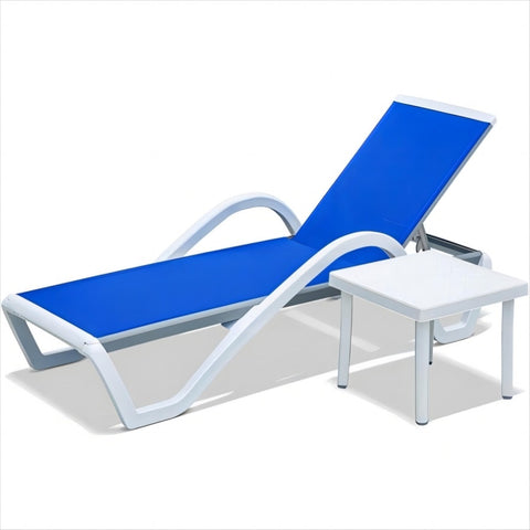 ZUN Patio Chaise Lounge Adjustable Aluminum Pool Lounge Chairs with Arm All Weather Pool Chairs for W1859109677