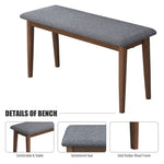 ZUN 2PCS Upholstered Benches Retro Upholstered Bench Solid Rubber Wood for Kitchen Dining Room Grey and W69177437