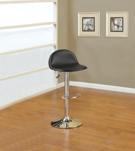ZUN Black Faux Leather Stool Adjustable Height Chairs Set of 2 Chair Kitchen Island Stools Chrome Base B01149813