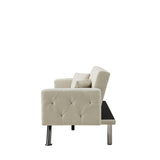 ZUN Multi-functional linen sofa bed-Beige 95511888
