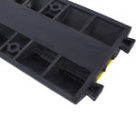 ZUN Cable Protector Ramp, 2 Channels Speed Bump Hump, Rubber Modular Speed Bump Rated 11000 LBS Load W465121324