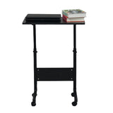 ZUN Removable P2 15MM Chipboard & Steel Side Table with Baffle Black 74686119