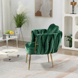 ZUN 27.4" Wide Modern Velvet Accent Chair Armchair Handmade Weaving Upholstered Reading Chair Single W1852110185