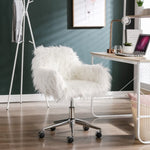 ZUN HengMing Modern Faux fur home office chair, fluffy chair for girls, makeup vanity Chair W21234444