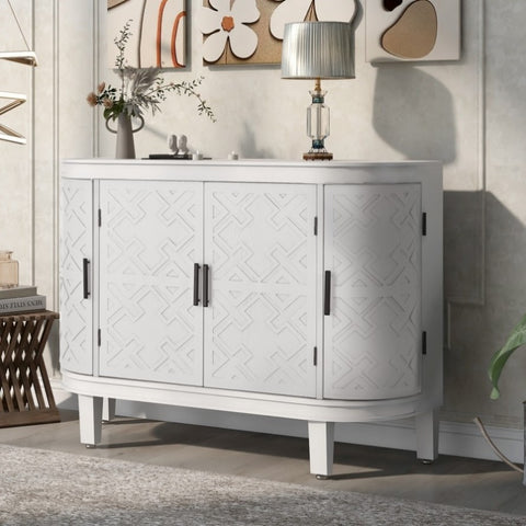ZUN U-Style Accent Storage Cabinet Sideboard Wooden Cabinet with Antique Pattern Doors for Hallway, WF298818AAK