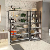 ZUN 6 Tier Shelf Corner Wire Shelf Rack Pentagonal Shelves with Wheels Adjustable Metal Heavy Duty Free W155083053