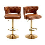 ZUN Bar Stools With Back and Footrest Counter Height Dining Chairs -Leather Brown-2PCS/SET W67663273