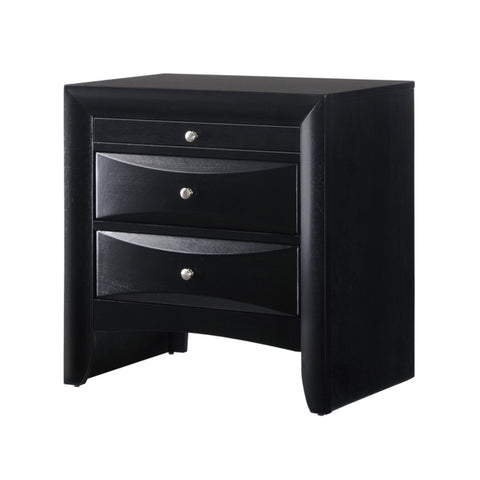 ZUN 1Pc Contemporary 2 Drawer Nightstand End Table Jewelry Tray Black Finish Solid Wood Wooden Bedroom ESFCRMB4280-2