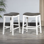 ZUN Saddle Stool -25" Counter Stool, White/Dark Gray PU, Set of 2 B046P144392