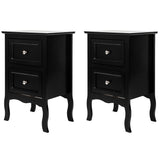 ZUN 2pcs Country Style Two-Tier Night Tables Large Size Black 46330063