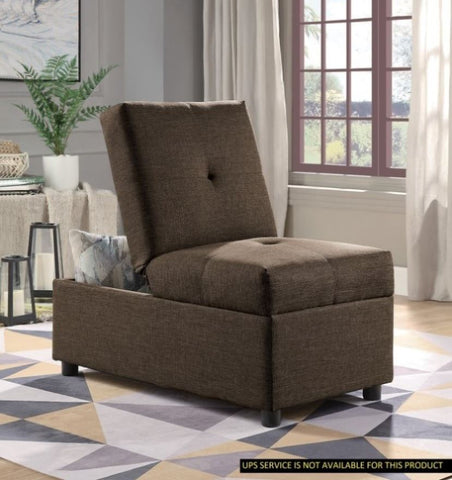 ZUN Brown Color Stylish 1pc Storage Ottoman Convertible Chair Foam Cushioned Fabric Upholstered Solid B01166424