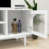 ZUN Living Room White TV Stand with Drawers and Open Shelves, A Cabinet with Glass Doors for Storage W28265031
