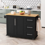 ZUN Kitchen Island Cart with 2 Door Cabinet and Three Drawers,43.31 Inch Width with Spice, Towel W75763044