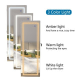 ZUN Full Wooden Wall Mounted 4-Layer Shelf With Inner 3-Color LED Light Jewelry Storage 05972429