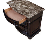 ZUN 1Pc Traditional Style End Table 3-Drawer Nightstand with Marble Top Rich Brown Cherry Finish Solid B011P143964