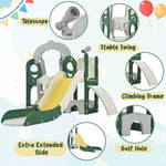 ZUN Toddler Slide and Swing Set 5 in 1, Kids Playground Climber Slide Playset with Telescope, PP321359AAL