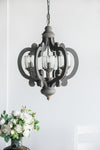 ZUN Farmhouse Chandelier, 6-Light Wood Chandelier Pendant Light Fixture with Adjustable Chain for Dining W2078137920