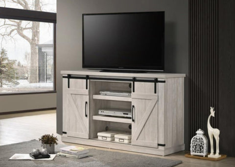 ZUN Asher Dusty Gray 54" Wide TV Stand with Sliding Doors and Cable Management B061128586