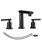 ZUN Matte Black Widespread Bathroom Faucet, Waterfall Bathroom Faucets for Sink 3 Hole, 2-Handles Modern 65389488