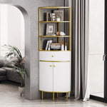ZUN 74.8" Tall Modern Bookshelf,Fan-Shaped bookcase with 1 Drawer and 2 Doors ,Wooden Standing WF314777AAK