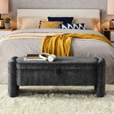 ZUN Ottoman Oval Storage Bench Chenille Fabric Bench with Large Storage Space for the Living Room, W2353P153127