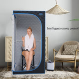 ZUN Portable Black Full Size Steam Sauna tent–Personal Home Spa, with Steam Generator, Remote Control, W782109843