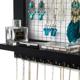 ZUN Jewelry Manager - Wall Mounted Jewelry Stand With Detachable Bracelet Bar, Shelf And 16 Hooks 26228906