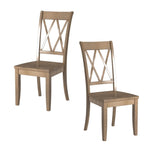 ZUN Casual Brown Finish Side Chairs Set of 2 Pine Veneer Transitional Double-X Back Design Dining Room B01143556