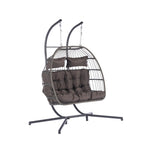 ZUN 2 Person Outdoor Rattan Hanging Chair Patio Wicker Egg Chair W87471510