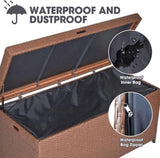 ZUN Outdoor Storage Box with Waterproof Inner,140 Gallon Large Wicker Patio Storage Bin W1828115427