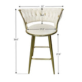 ZUN Gold Bar chairs Set of 2, Counter Height Bar Stools with Low Back, for Kitchen Island, Bar Pub W509142710